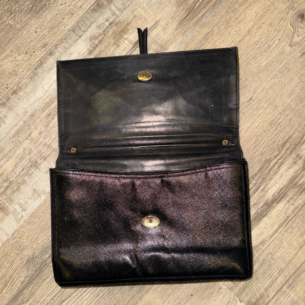 Genuine Leather Morris Moskowitz Black Clutch - Picture 3 of 5